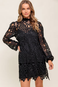 GETTING STARTED WOVEN LACE MINI DRESS