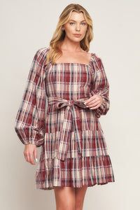 HONEY HUG PLAID MINI DRESS