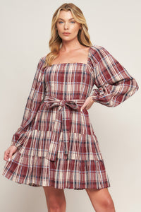 HONEY HUG PLAID MINI DRESS