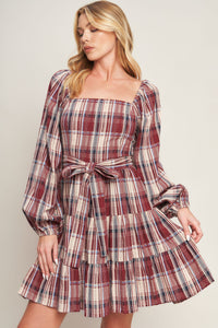 HONEY HUG PLAID MINI DRESS