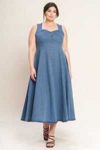 STARS AHEAD DENIM MIDI DRESS