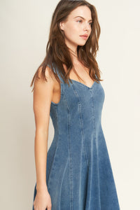 STARS AHEAD DENIM MIDI DRESS
