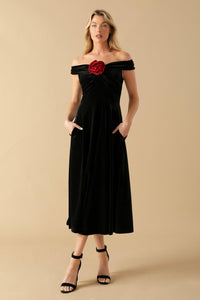 BE THERE FOR YOU VELVET MIDI DRESS