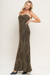 SACRED PROMISES METALLIC WOVEN MAXI DRESS