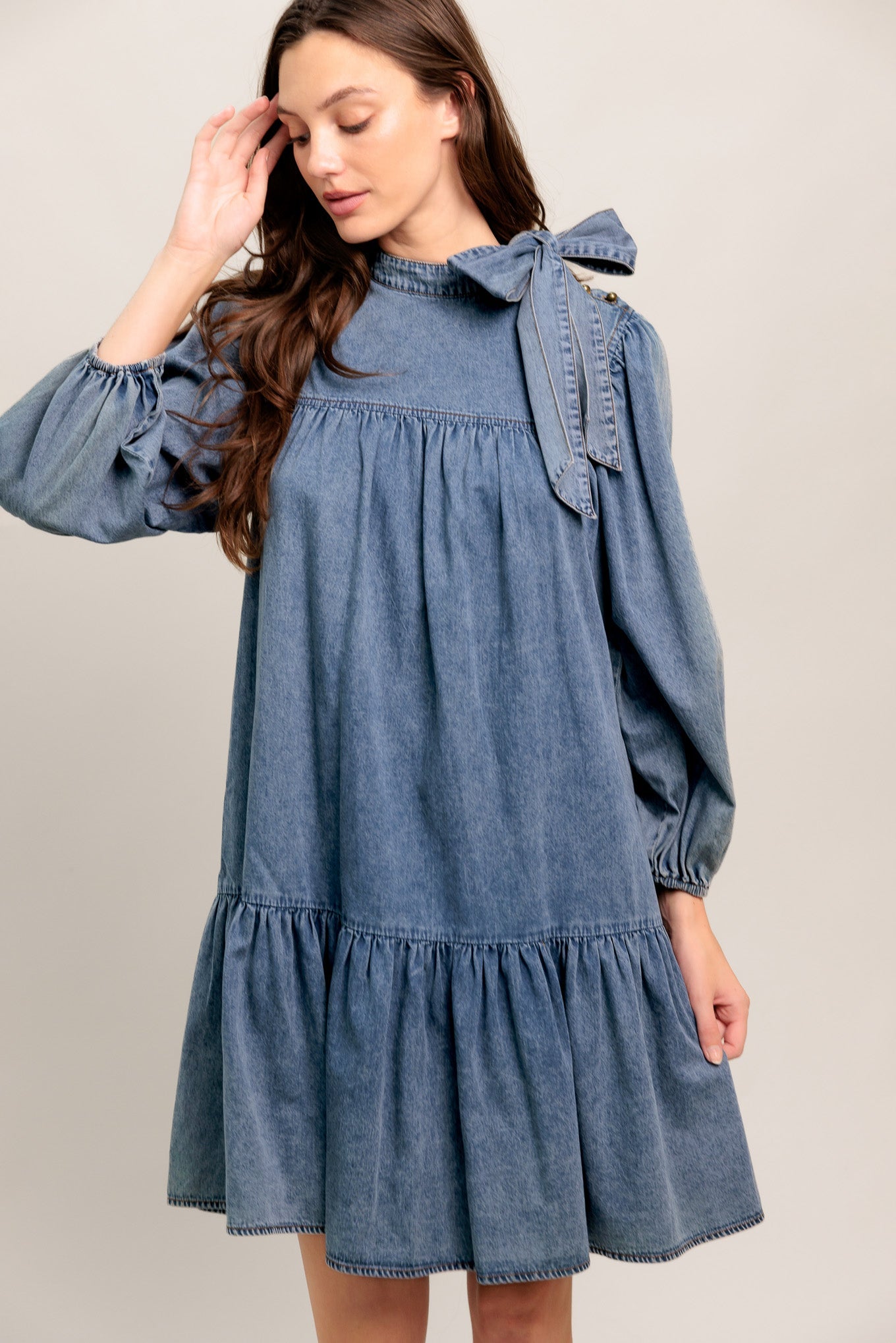COMMON GROUND LIGHT WEIGHT DENIM MINI DRESS