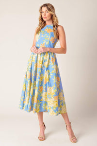 LIKE MAGIC POWDER BLUE WOVEN MIDI DRESS