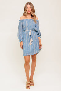 NO MORE CLOUDY SKIES WOVEN MINI DRESS