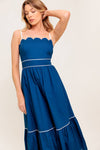 RUSTIC DREAM NAVY WOVEN MIDI DRESS