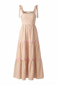 IMAGINE THAT GREEN PINK PLAID MIDI DRESS
