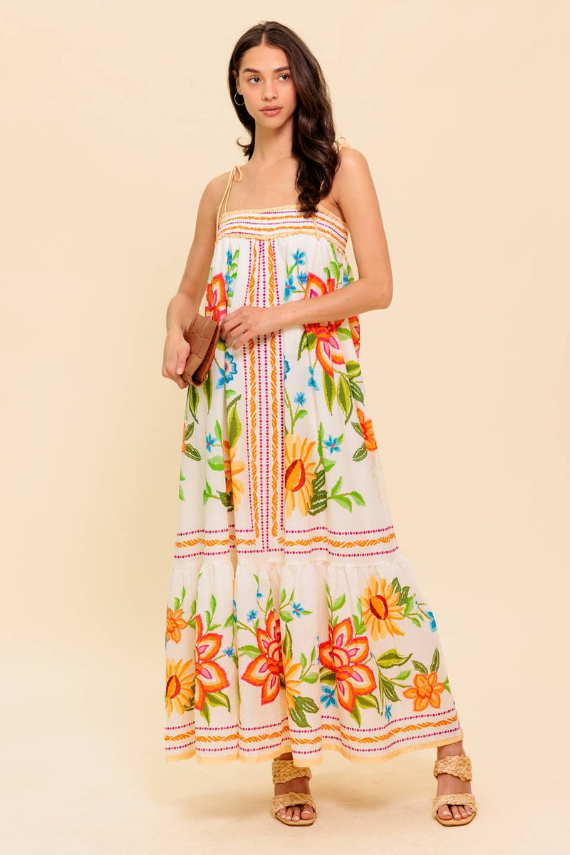 SAID AND DONE IVORY WOVEN MAXI DRESS