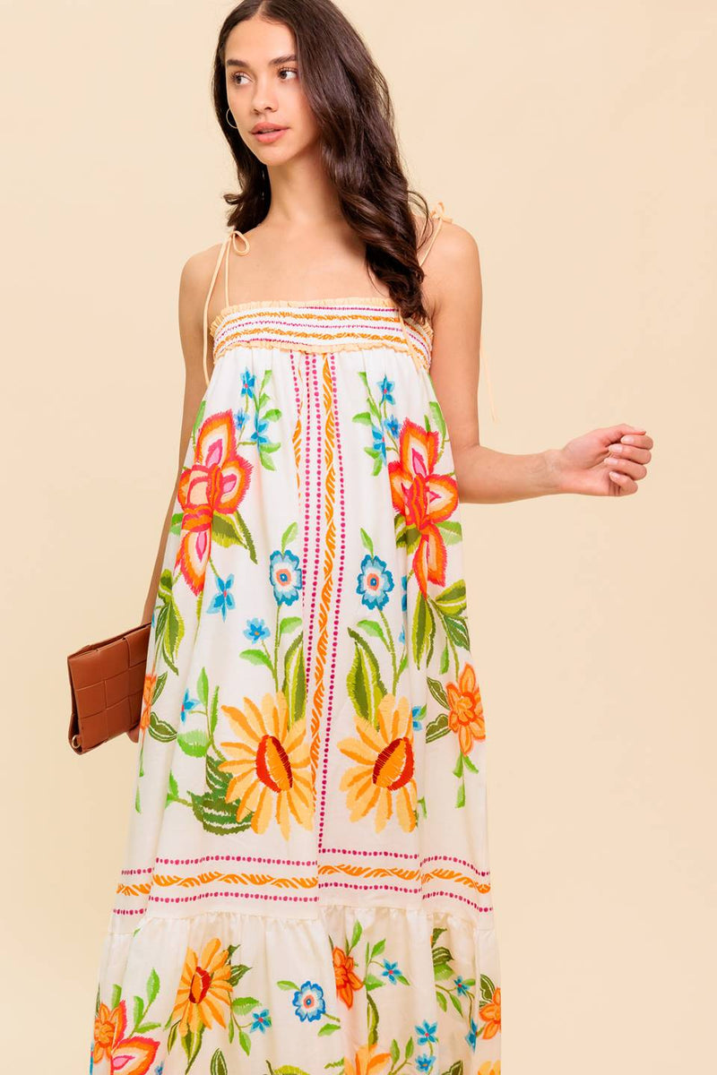 SAID AND DONE IVORY WOVEN MAXI DRESS