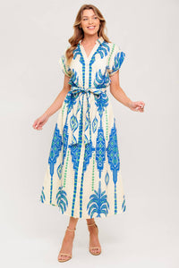 SOFTLY SPOKEN BLUE WOVEN MDI DRESS