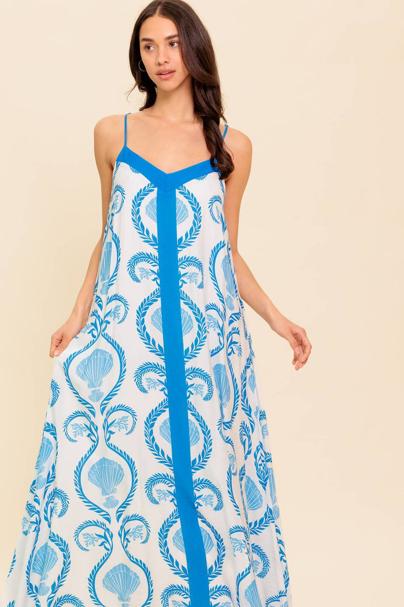 WEEKEND GETAWAY BLUE WOVEN MAXI DRESS