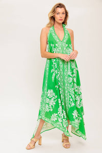 HOLD ONTO HOPE GREEN WOVEN MIDI DRESS