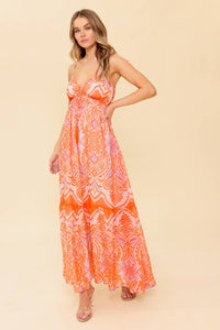ROMANCE LANGUAGE CORAL WOVEN MAXI DRESS