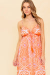 ROMANCE LANGUAGE CORAL WOVEN MAXI DRESS