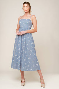 LAYTON IVORY BLUE WOVEN MIDI DRESS