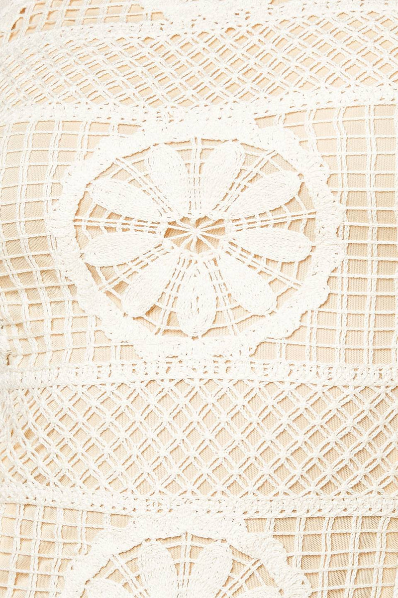 PRETTIEST ENERGY CREAM LACE MIDI DRESS