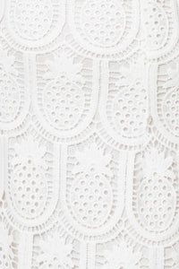 LOVING MENTALITY WHITE WOVEN LACE MIDI DRESS