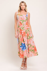 PEACH PETAL WOVEN MIDI DRESS