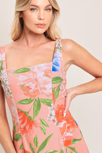 PEACH PETAL WOVEN MIDI DRESS