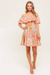 WHISPERING CORAL WOVEN MINI DRESS
