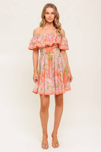 WHISPERING CORAL WOVEN MINI DRESS