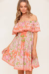 WHISPERING CORAL WOVEN MINI DRESS