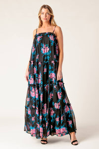 EXCITING LOVE BLACK WOVEN MAXI DRESS