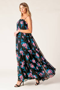 EXCITING LOVE BLACK WOVEN MAXI DRESS