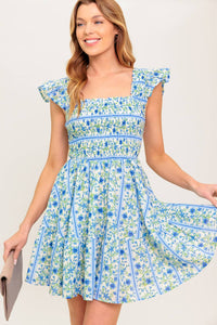 FAIRFAX GERANIUM WOVEN MINI DRESS