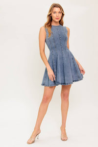 CAUGHT IN A MOMENT DENIM MINI DRESS
