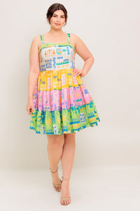 OUT OF OFFICE GREEN WOVEN MINI DRESS