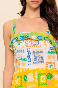 OUT OF OFFICE GREEN WOVEN MINI DRESS