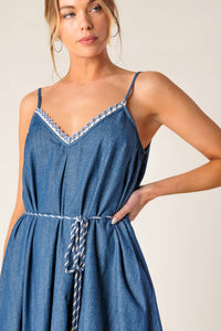 HEARTFELT MOMENT DENIM MIDI DRESS