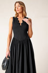 FOR THE RECORD BLACK WOVEN MIDI DRESS