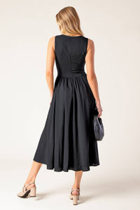 FOR THE RECORD BLACK WOVEN MIDI DRESS