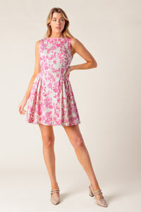 ADVENTURE ISLAND PINK WOVEN MINI DRESS