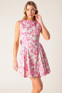 ADVENTURE ISLAND PINK WOVEN MINI DRESS