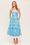 SERENE PETALS BLUE WOVEN MIDI DRESS