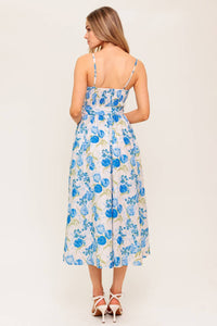 ROSY MOOD FLORAL WOVEN MIDI DRESS