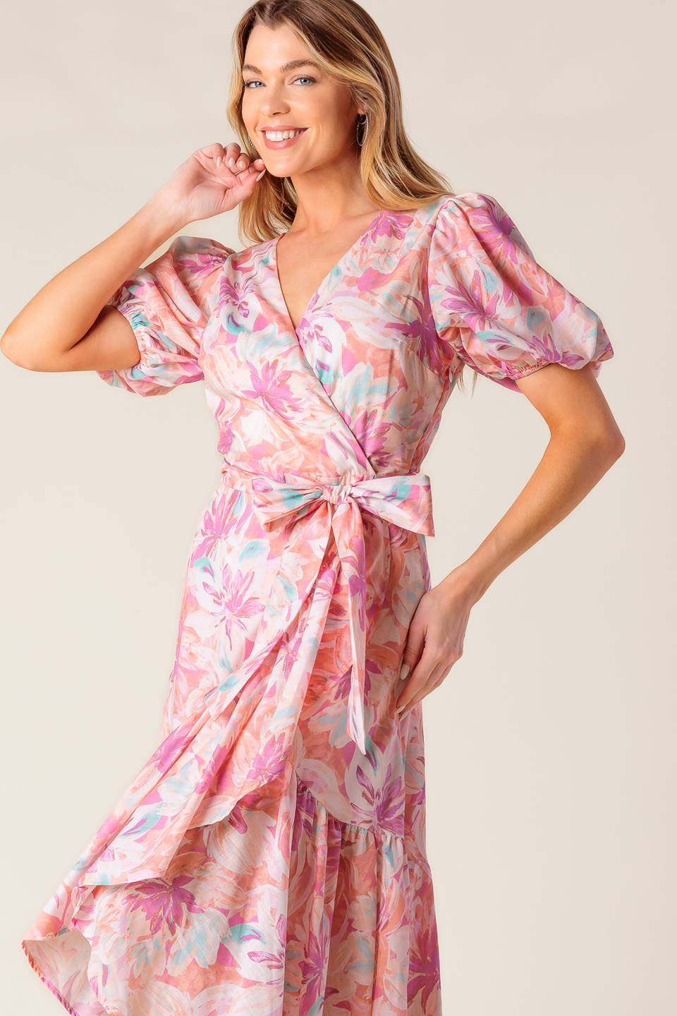 BLESS YOUR HEART CORAL WOVEN MINI DRESS