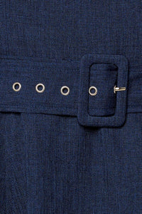 RAULAND NAVY WOVEN MIDI DRESS