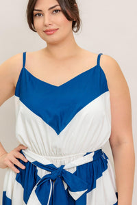 RADIANT HEART NAVY WOVEN MIDI DRESS