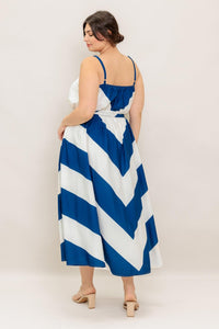 RADIANT HEART NAVY WOVEN MIDI DRESS