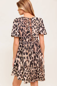 FOREVER YOURS LEOPARD WOVEN MINI DRESS
