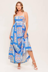 LASTING MAGIC BLUE WOVEN MAXI DRESS