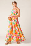 BON VOYAGE PINK ORANGE WOVEN MAXI DRESS