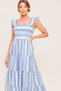 MIDSUMMER PETALS WOVEN MIDI DRESS