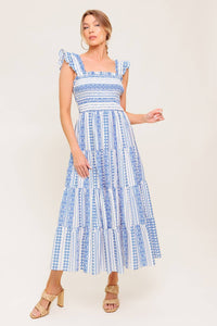 MIDSUMMER PETALS WOVEN MIDI DRESS